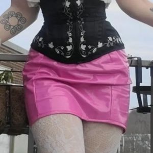 Sexy Hot Pink Tight Latex Small Fairy Fairycore y2k Bubblegum Bodycon Mini skirt
